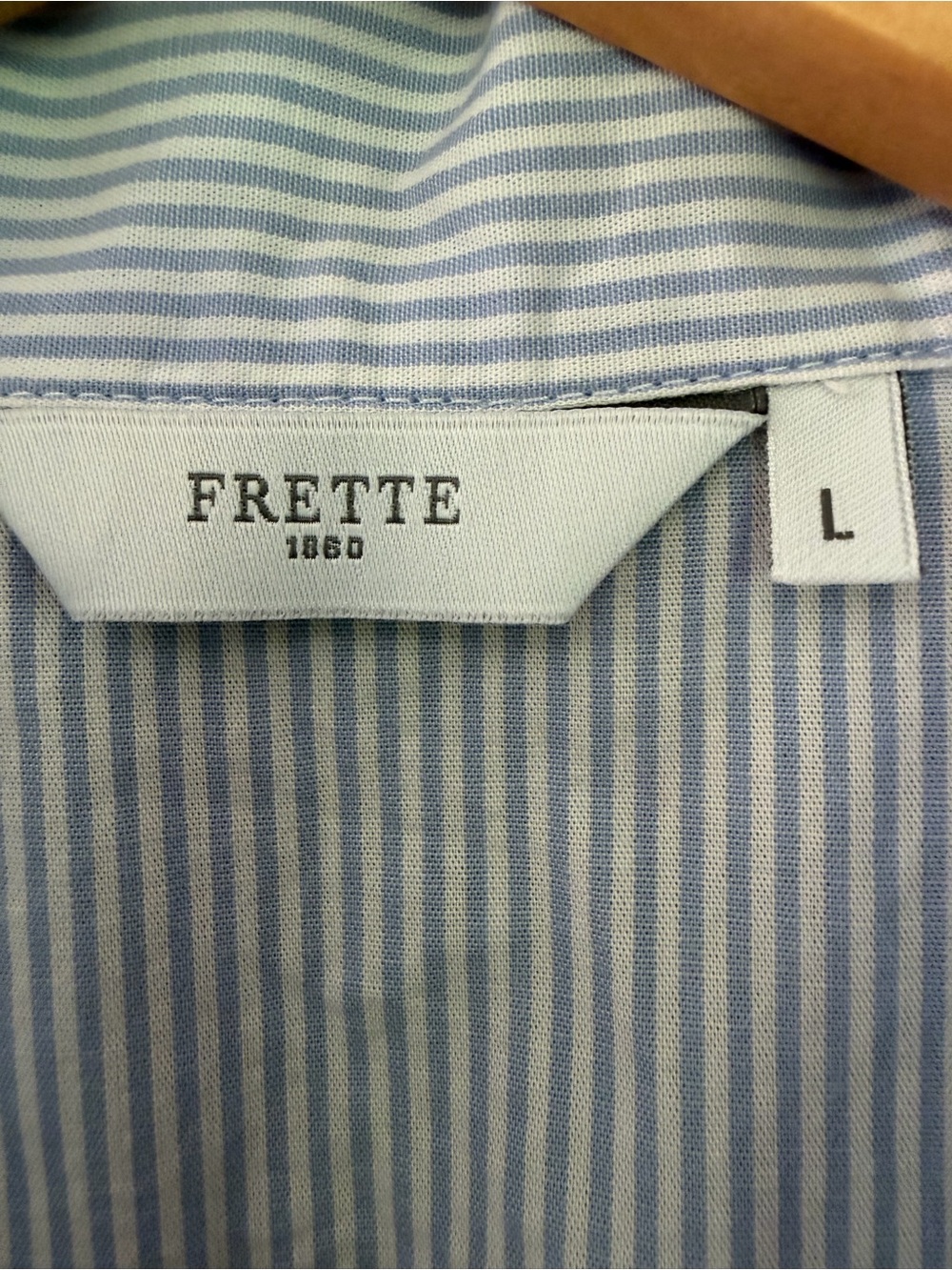 Frette Light Blue Pinstripe Button-Front Nightshirt with Lace Applique / large - Picture 8 of 13